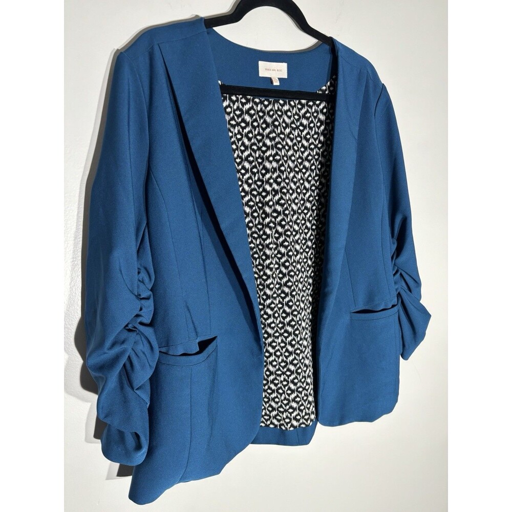 Skies Are Blue Womens Blazer Size 2XL XXL Raja Open Shirred Ruched Sleeve Office - Picture 4 of 12